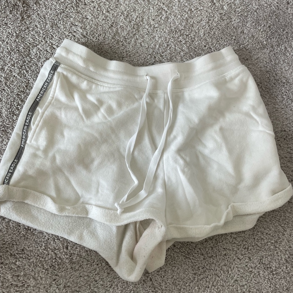 American eagle sweat shorts white with grey details